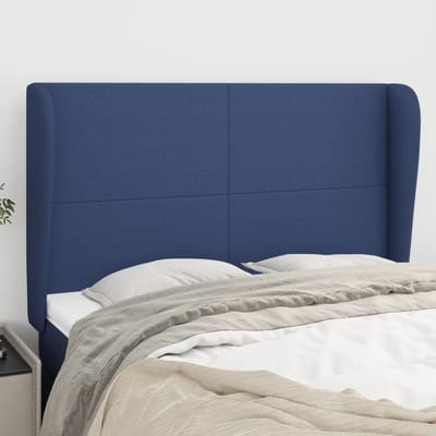 vidaXL - Hoofdbord - met - randen - 147x23x118/128 - cm - stof - blauw