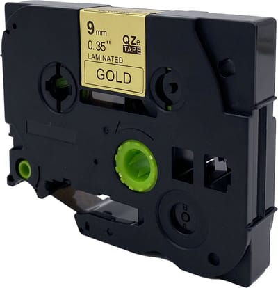 DULA Brother Compatible label tape- Tze-821 - 1 cassette - Brother P-Touch - Zwart op goud - 9mm x 8m