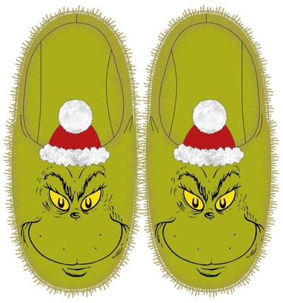 De Grinch Santa Hat volwassen winterslippers 44/45