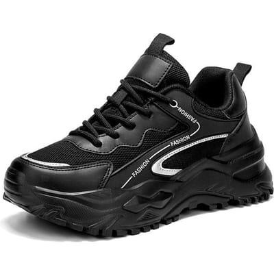 Damesschoenen Zomer Ademend Grote Maat Sportschoenen Casual Dad Schoenen Dikke Zool Verhoogd Veelzijdig Comfortabel Herenschoenen 43 zwart