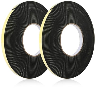 Isolatiefolie voor ramen en deuren, 2 rollen zelfklevende schuimband, geluids- en warmte-isolatie, 10 mm x 2 mm, 10 m lang, ideaal voor energiebesparing en tochtpreventie