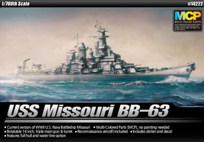 Academy Modelbouwpakket Schepen - 14222 USS Missouri BB-63 - MCP Multi Color Parts - Slagschip Iowa-klasse - Oorlogsschip Plastic - 1:700 - Modelbouw