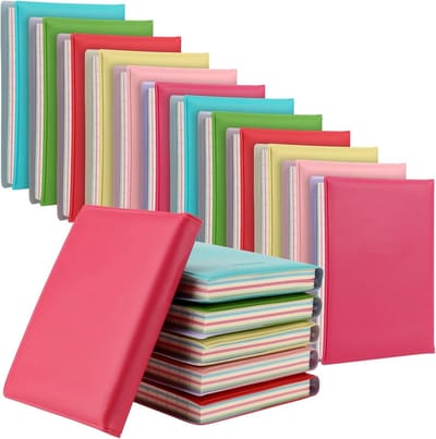 Mini Notebooks Set van 18 Stuks, 8x10cm, 6 Kleuren, 100 Vellen, Draagbare Notitieboekjes met Lederen Kaft, Lijn en Kleurige Lege Bladen voor Dagboek en Memo's