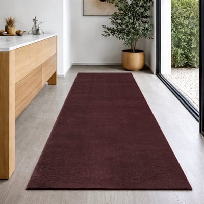 the carpet RELAX – Extra Zacht & Wasbaar Vloerkleed tot 30°C met Antislip Onderzijde – Fluweelachtige Structuur – Voor Slaapkamer of Woonkamer – Bordeaux, 80 x 300 cm