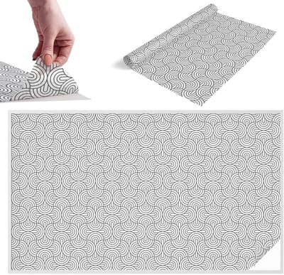 Tulup Raamfolie Anti inkijk - Geometrische halve cirkels Melkglas Folie - 200x116 cm - Zwart-wit Anti inkijk Raamfolie Glas in Lood - Zonwerende Raamfolie - Voor de woonkamer, voor het kantoor, voor de slaapkamer - Privacy Folie Raam Glas in Lood