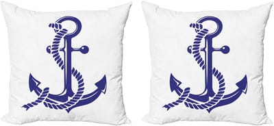 ABAKUHAUS maritieme sierkussens, kussenhoezen, 2-pack, Modern Accent dubbelzijdige digitale print, 60x60 cm, donker lavendel en wit