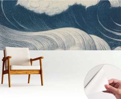 Wallfluent Zelfklevend Behang - Zeegolven Zelfklevend fotobehang - 250x104 cm - Marine Zelfklevend Behang - Plakklare achterzijde - Voor de woonkamer, voor het kantoor, voor de slaapkamer Zelfklevend Behang