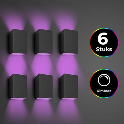 Bolt Electronics® – Wandlamp binnen – RGB  – LED verlichting – Bedlamp - Zwart - 6 stuks