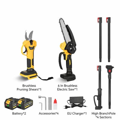 Cellista Kettingzaag Set 6 Inch - Snoeischaar - Elektrische Boomzaag - Telescopische Paalzaag - 200cm - 30mm Snijdiameter - 21V Accu
