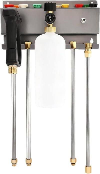 Schuimkanon Houder - Wasapparatuur Opslag - Reiniging Organiseren - Rommelvrije Opslag - 30.2 x 13.8 x 8.1 cm - Mat Zilver