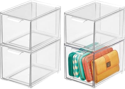 Schoenendoos met lade - Schoenenopberger - Garderobe organiseren - Stapelbaar ontwerp - 158 x 152 x 158 cm - Transparant