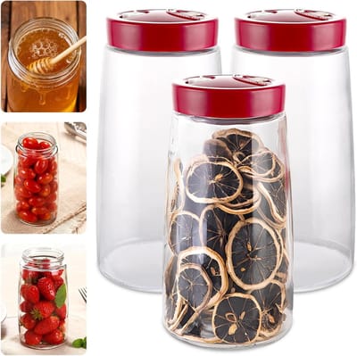 Set van 3 Fermentatieglazen van 2,2L met Ventiel - Transparante Container voor Kimchi, Kefir en Zuurkool
