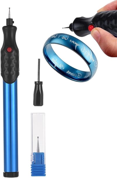 Elektrische graveerpen - Graveermachine hout - Objecten personaliseren - Draadloos en lichtgewicht - 2 AAA batterijen - Blauw