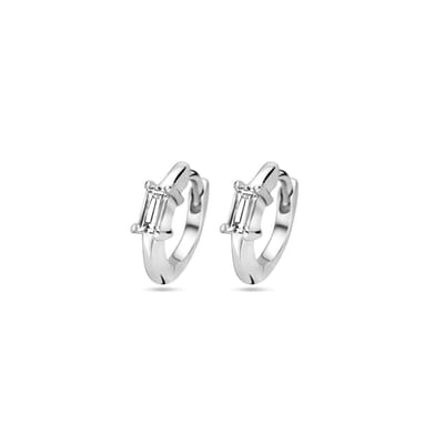 Zilver gerhodineerd klapoorringen zirkonia 10,5 mm - 1339437