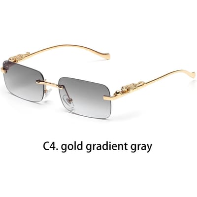 Ruiao randloze zonnebril UV400 mode vierkant metalen bril voor mannen vrouwen designer herenmerk zonnebril tinten voor buiten Ships within 24h gray