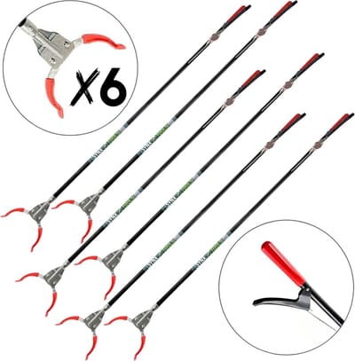 Synx Tools Afvalgrijper 6stuks - met lange steel - 110cm - afvalgrijper voor zwerfvuil - afval grijper