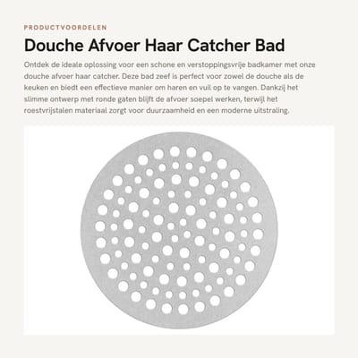 Dailygoods- Afvoerputje Roestvrij staal - Doucheafvoer Haarvanger - Badzeef - Afvoerputje Filter - Geschikt voor Badkamer/Keuken - Eenvoudig te Plaatsen