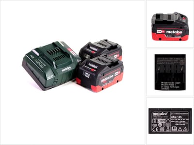 Metabo LiHD 2x accupack 18V 8.0Ah ( 625369000 ) + Metabo lader ASC 145 ( 627378000 )