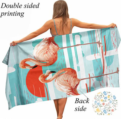 Ulticool Microvezel Handdoek - Flamingo - Badhanddoek - Strandlaken - Sneldrogend Badlaken - 160 x 80 cm - voor Reizen Fitness Gym Sport Spa Yoga – Lichtgewicht Reishanddoek - Microfiber - Kleed Reis Doek - voor Man of Vrouw - Roze Blauw
