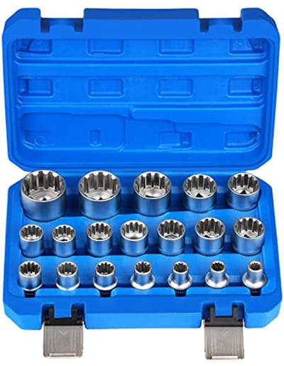 19-delige meertand moersleutel set 1/2 inch - Dopsleutel set met verschillende maten van 8 tot 32 mm