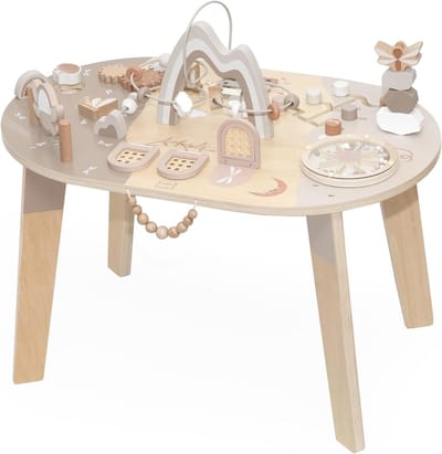 Activiteitentafel - Speeltafel Peuter - Ontdekken en Leren - Ovaal Ontwerp - 70x45x63 cm - Nougat