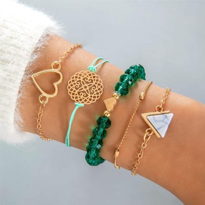 Sorprese Armband - Lagoon - Groen - Armband Dames - 5-Delige Armbanden - Cadeau - Model T