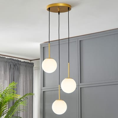 LumenXL 3-lichts hanglamp Addy goud - melkwit glas