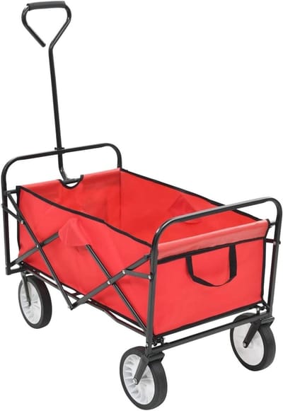 Opvouwbare Handwagen - Steekwagen Trolley - Tuin Werk - 360 Graden Wielen - 75 kg Laadgewicht - Rood