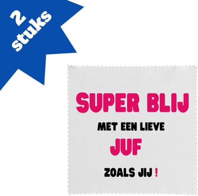 Akyol - super blij met een lieve juf zoals jij brillendoekjes - Juf - leraressen - verjaardag - cadeautje voor juf - juf artikelen - kado - geschenk - collega's - 17,8 bij 17,8 cm - 2 stuks