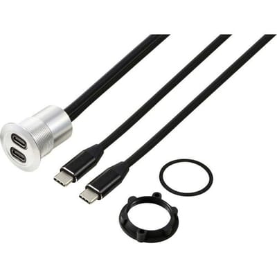 TRU COMPONENTS TC-13376316 USB-C (3.1) 2 x bus/stekker 1 m kabel zilver 1 stuk(s)