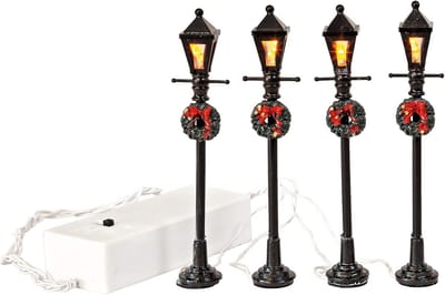 Set van 4 decoratieve lantaarns met LED voor miniatuurlandschappen en decoratie