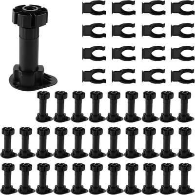 Set van 32 Verstelbare Plastic Meubelpoten 100-120mm voor Keuken en Badkamer, Inclusief Steunen en Klemmen voor Optimale Stabiliteit