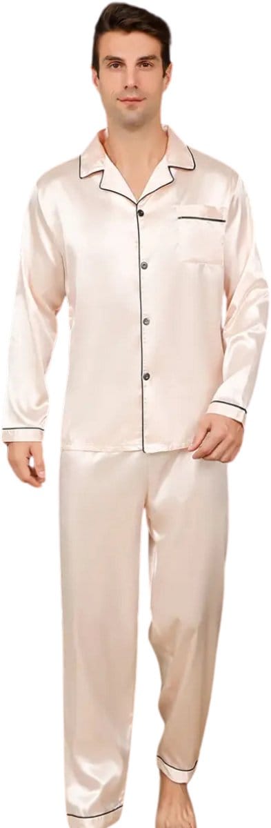 Livano Satijnen Badjas Heren - Kimono - Kamerjas - Satijn - Ochtendjas - Pyjama - Goud - Maat M