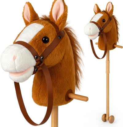Stokpaard met Geluid - Hobby Horse Kind - Rollenspel Spelen - Wielen en Geluidseffect - 95 cm Lengte - Bruin