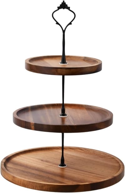 Elegante 3-laagse Houten Taartstandaard voor Cupcakes, Desserts en Fruit - Perfect voor Verjaardagen, Bruiloften en Theepartijen