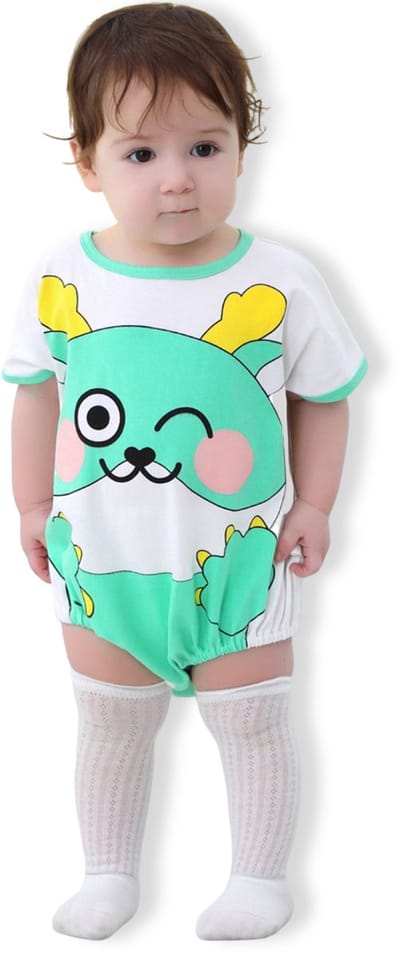 BoefieBoef Schattige Baby Dieren Romper Draak Boxpakje - Zacht Katoenen Babykleding 0-12 Maanden - Jumpsuit Kinderen - Pyjama - Speelpak - Outfit - Babybody - Comfortabel Babypakje Drukknoopsluiting - Jongen & Meisje - Perfect Kraamcadeau - 0-1 jaar