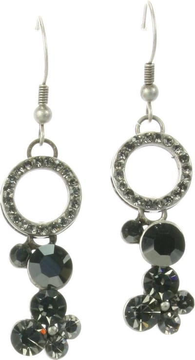 Behave - Oorhangers rond met zwarte steentjes - Avondlook glamour