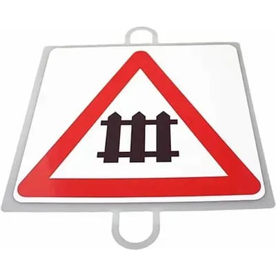 Verkeerswaarschuwingsbord nr. 5 (overweg met slagbomen)