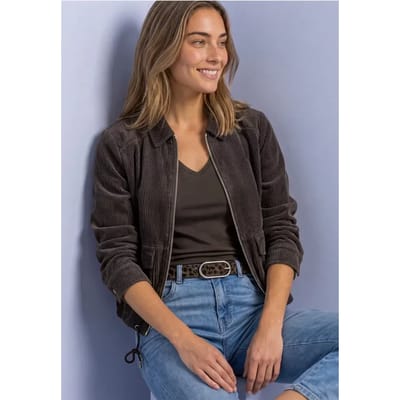 Corduroy jack met kraag en ritssluiting