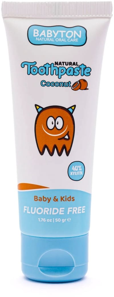 BABYTON - Natuurlijke Tandpasta Fluoridevrij - Kokosnoot - Veilig om in te slikken - Baby en kind - 50g