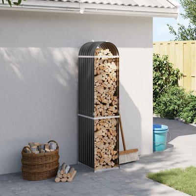 vidaXL - Houthouder - Antraciet - 40x45x170 - cm - Gegalvaniseerd - Staal