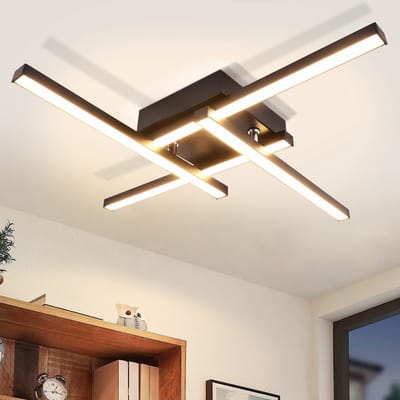NETTLIFE Plafondlamp LED - Zwart - 4-Lichts - 3000K Warm wit Licht - Metaal en PC - Moderne Plafondverlichting - voor Woonkamer | Slaapkamer - 24W