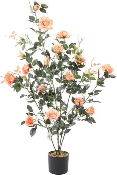 Kunst Rozenstruik roze - 120 cm - Kunstplant rozen - Premium collectie | Kunstplant met Bloemen