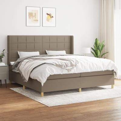 vidaXL - Boxspring - met - matras - stof - taupe - 200x200 - cm