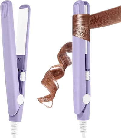 Mini Haarstijl Straightener 2-in-1 met Universele Spanning 110-220V, Snelle Verwarming in 10 Seconden, Geschikt voor Alle Haartypes, Perfect voor Thuisgebruik en Reizen, Paars