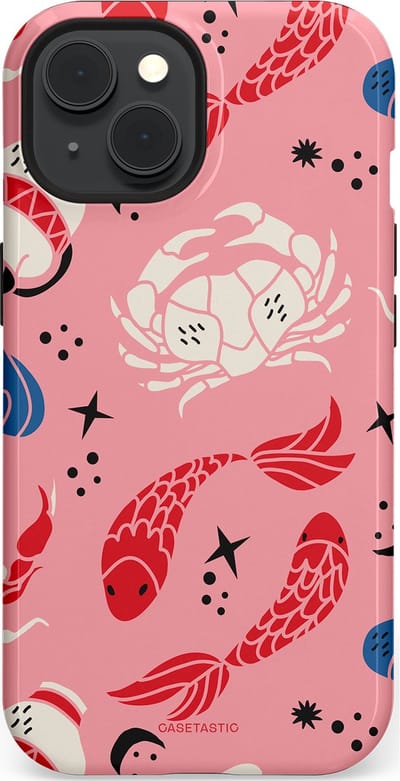 Casetastic hoesje geschikt voor Apple iPhone 15 - MagSafe - Dubbellaagse bescherming - Zodiac in kleur - Fashion Case - Lichtroze Koraal Perzik