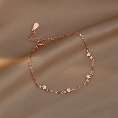 Bracelet étoile diamant brillant femme luxe léger exquis polyvalent design de niche bijoux de main rose or