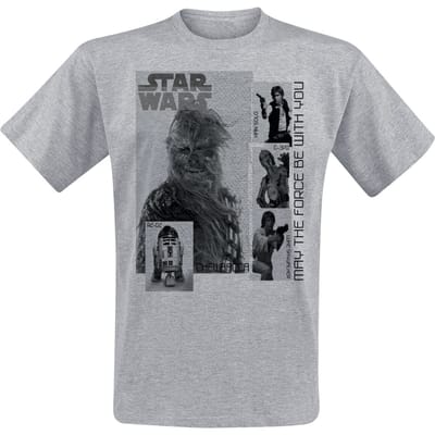 Star Wars - Disney T-shirt - May the force be with you - S tot XXL - voor Mannen - lichtgrijs gemêleerd