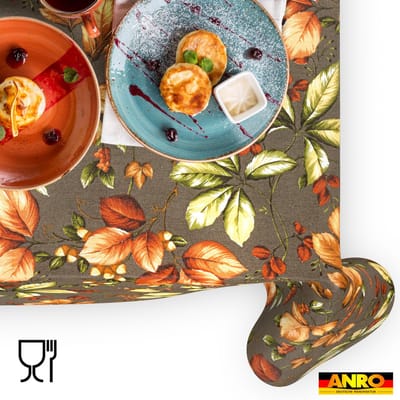 ANRO Tafelkleed Herfstbladeren Bruin 130x90cm Rechte rand Afwasbaar Waterafstotend Binnen & Buiten
