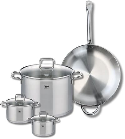Set van 1 Koekenpan 32 cm en 3 kookpotten 12, 14 en 26 cm Elo Profi Citrin